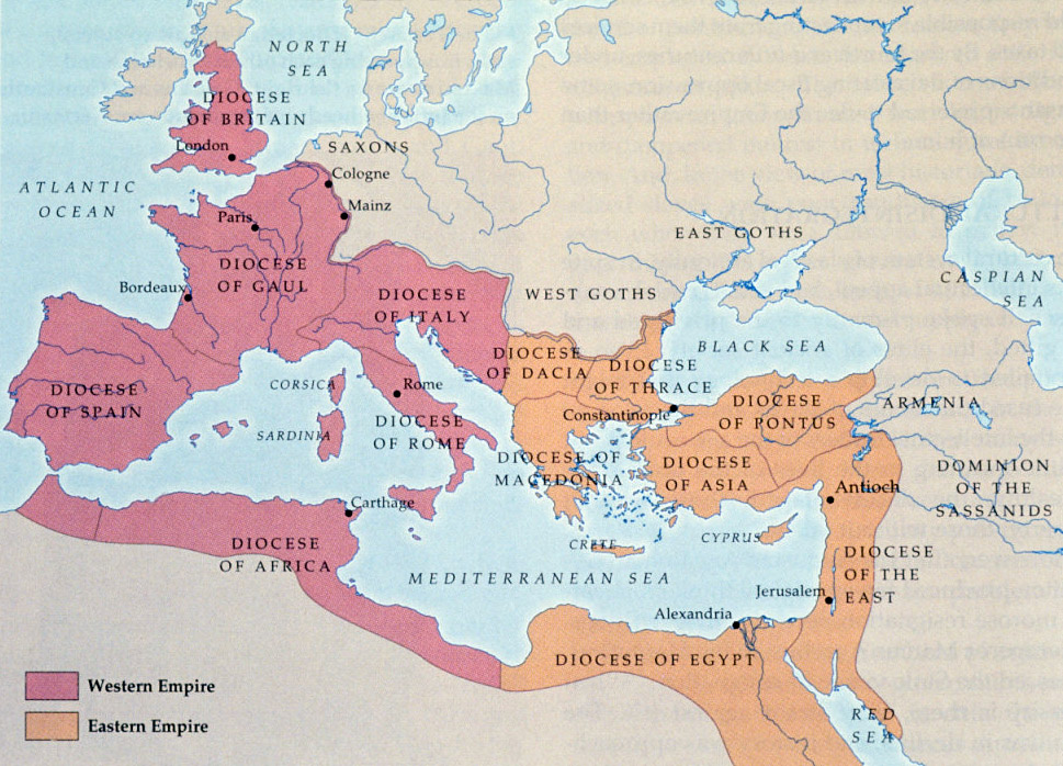 East And West Roman Empire Map Church History 101: A Map Of The Roman Empire Split Into “Latin West” And  “Greek East” – St. Eutychus